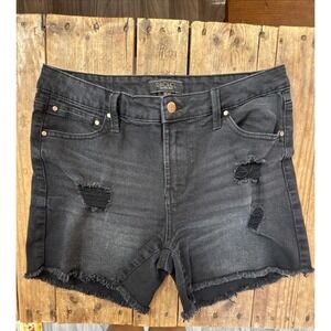 Rachel Roy women's 8/29 Black Distressed Cut-Off Shorts Distressed Grunge Skater